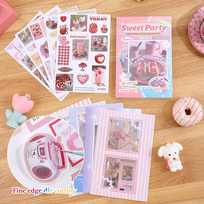 Girl's Korean Retro Sticker Book, Dessert Party Theme - Image 6