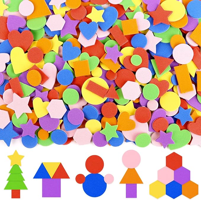 CCINEE 1218 Pcs Foam Stickers 7 Colors Self Adhesive Foam Shapes Sticker by CCINEE