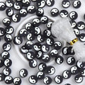 100pcs Black Yin Yang Polymer Clay Spacer Beads by LUBINGSHINE
