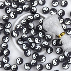 100pcs Black Yin Yang Polymer Clay Spacer Beads by LUBINGSHINE