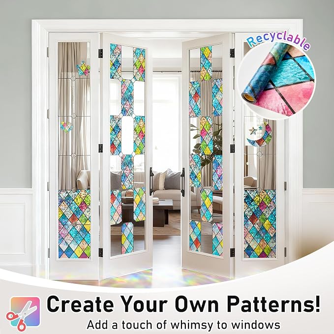 Sunbaby Window Privacy Film Stained Glass Decorative Rainbow Window Cling 3D - Image 7