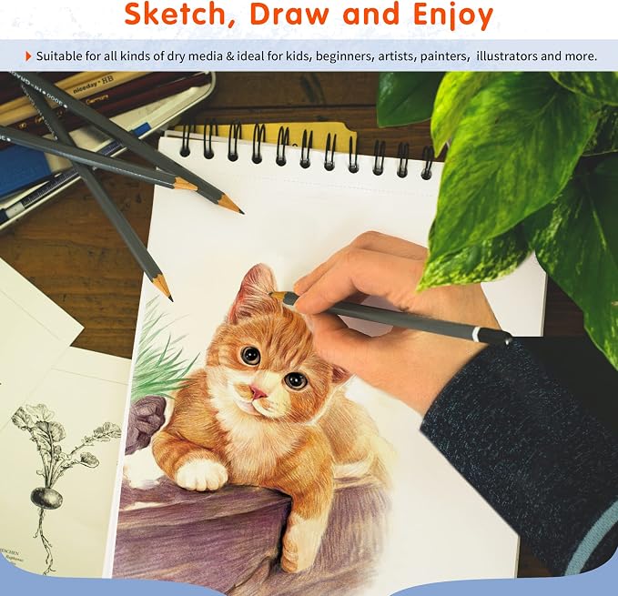 FIXSMITH 9"X12" Sketch Book | 80 Sheets Sketchbook | Top Spiral Bound Artist - Image 6