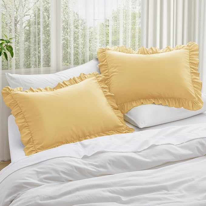 KKJIAF Ruffle Pillow Cases Standard Size Set of 2, Ruffled Pillow Covers - Image 2