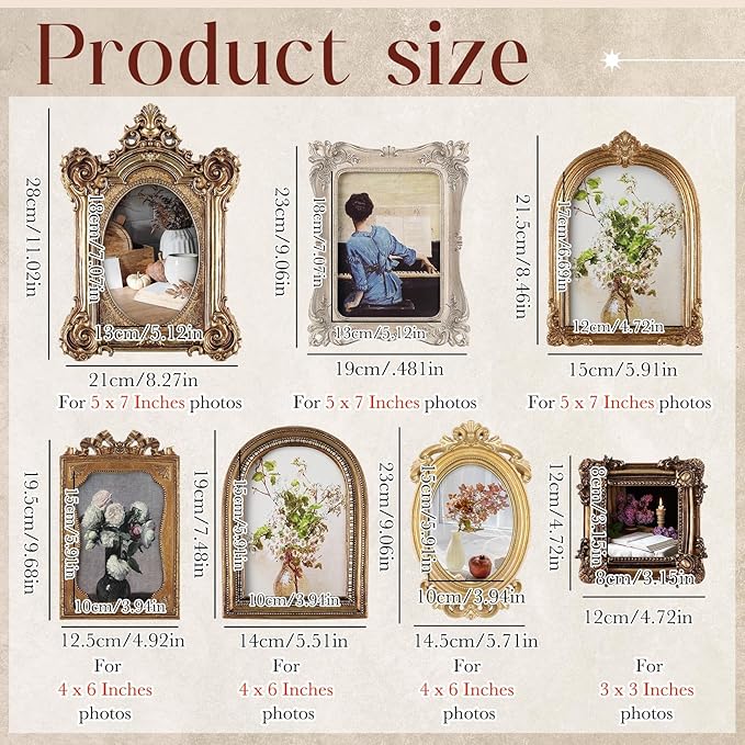 Wonderjune 7 Pcs Vintage Picture Frames Set - Image 2