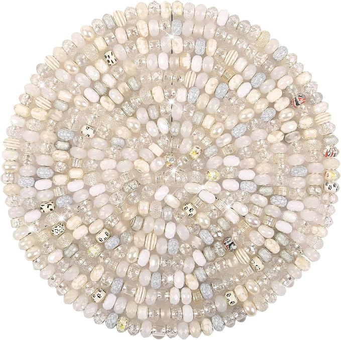 60Pcs Large Hole Beads Spacer Beads White Assorted European Craft Big Beads by BRACELETMAKINGKIT