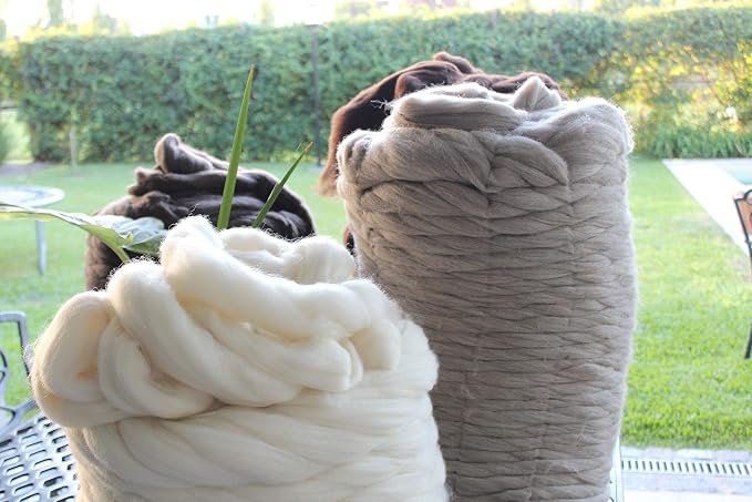 Chunky arm Yarn 8 lb XXL Natural Color un-Dyed Wool roving arm Knit Projects - Image 8