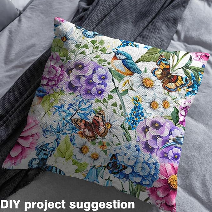 Spring Flowers Fabric by The Yard Sofas, Village Florals Birds Butterflies - Image 3