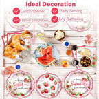 Qyeahkj 100 Pcs Strawberry Baby Shower Party Plates Napkins Forks Supplies Set - Image 7