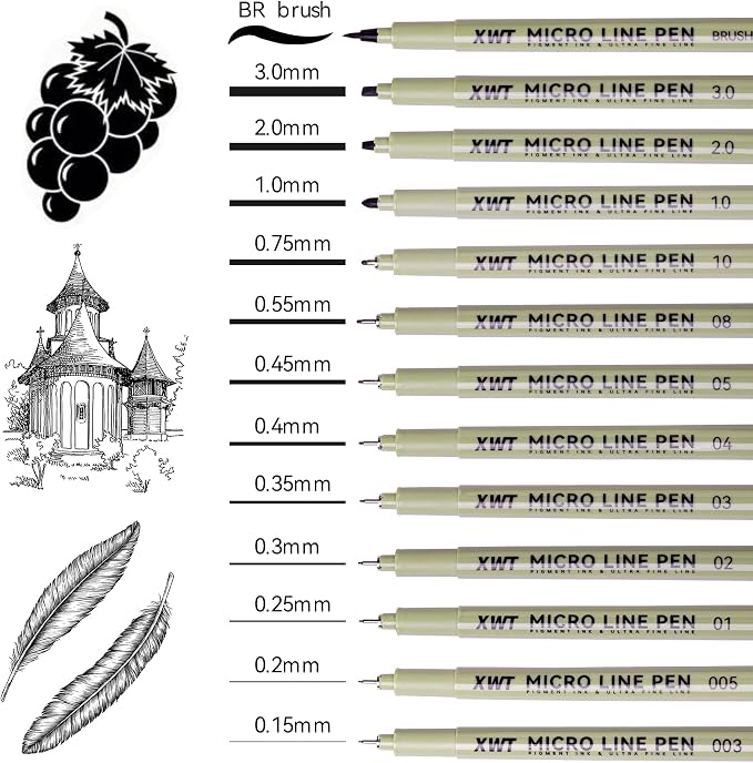 12+1 Fineliner Drawing Art Pens, Watercolor, Calligraphy, and Detail Outlining - Image 3