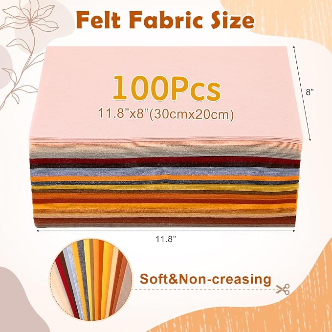Tegeme 100 Pcs 8 x 12 Inches Felt Fabric Sheet - Image 3