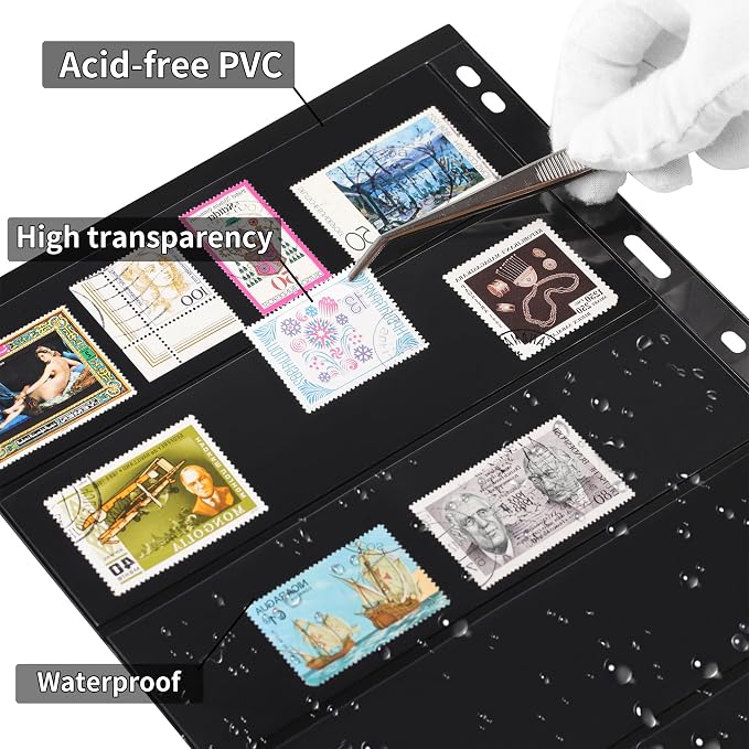 10 Sheets 20 Pages Postage Stamp Album Pages, 5 Pockets 7.7X 1.97in Stamp - Image 5