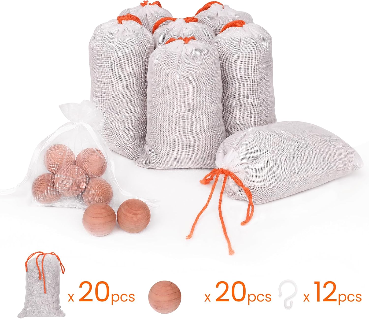 Homode Cedar Blocks for Clothes Storage, Cedar Balls and Cedar Chips for Closets and Drawers, Scented Cedar Sachets Bags Closet Air Freshener, 24 Pack