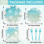 Seashell Beach Party Plates Napkin Fork Nautical Coastal Birthday Party - Image 2