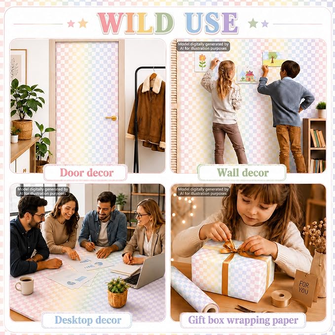 Colorful Checkered Bulletin Board Roll Non-Woven Fabric Poster 16in X 12ft | - Image 6