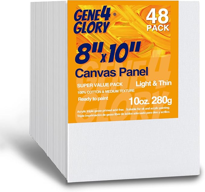 48 Pack Canvas Boards for Painting 8 x 10 inch Painting and Drawing Acrylic Oil by GEGN4GLORY