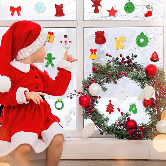 SEPGLITTER 600Pcs Christmas Foam Sticker Xmas Glitter Self Adhesive Sticker | - Image 5