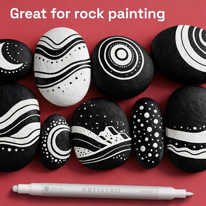 ARTISTRO 5 White Dual-Tip Acrylic Paint Markers – Paint Pens Set - Image 7