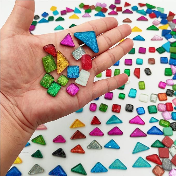 1.1LB Random Irregular Glitter Shiny Glass Mosaic Tiles - Image 2