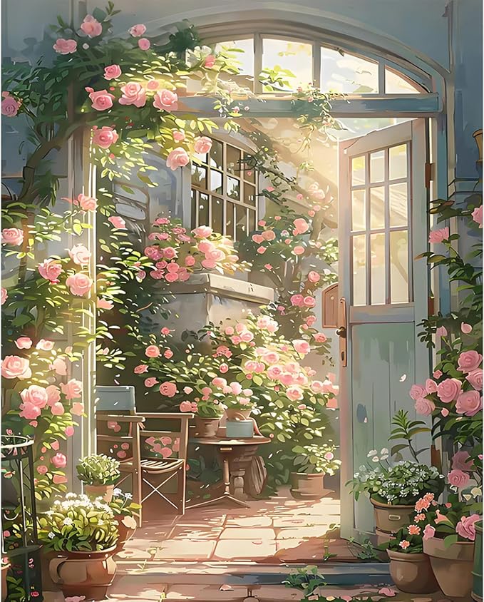 Paint by Numbers Kit for Adults, Rose Garden DIY Painting Kit, 16x20 Inch | by CytheronDIYKit
