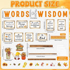 Fall Thanksgiving Bulletin Board Set Bookshelf Words of Wisdom Bulletin Board - Image 2