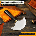 Leather Knife with Ebony Wooden Handle, Round Leather Knife, Craft Trimming Tool - Image 5