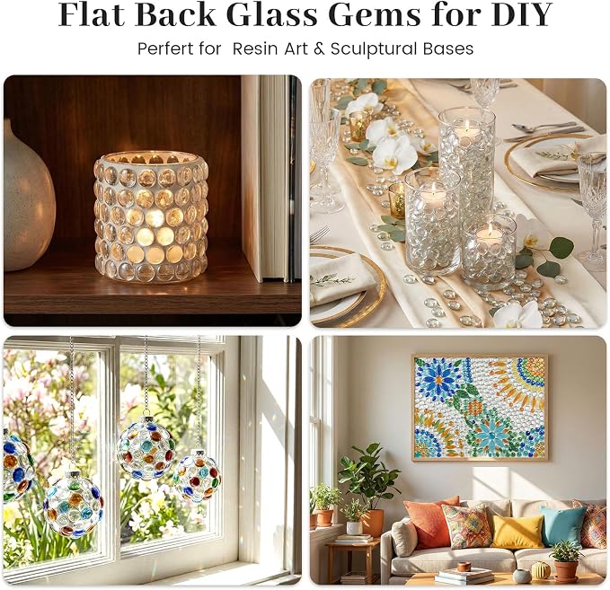 FUTUREPLUSX 1LB Clear Flat Glass Marbles, Vase Filler Glass Pebbles Floral - Image 6