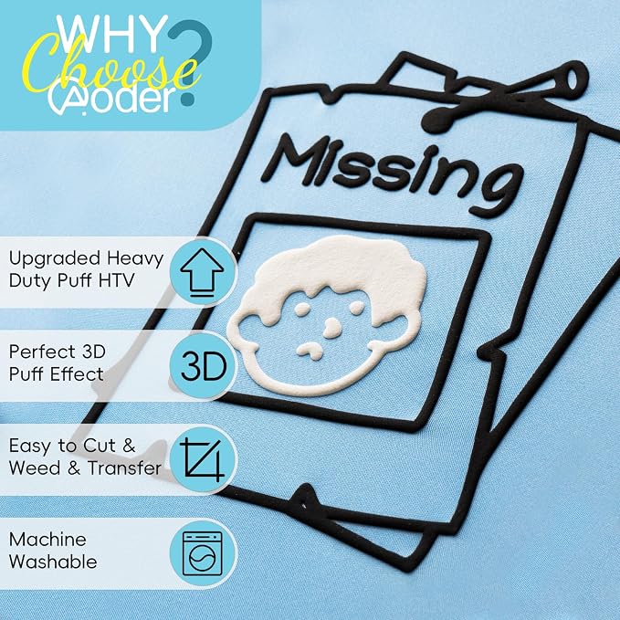 Aoder White Heavy Duty Puff Vinyl Heat Transfer - Image 3