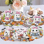8 Pack Diamond Art Coasters, Halloween Ghost Diamond Painting Coasters Kits | - Image 5
