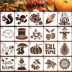 JULMELON 20Pcs Fall Stencils for Painting on Wood Cute Autumn Crafts Kids | by JULMELON