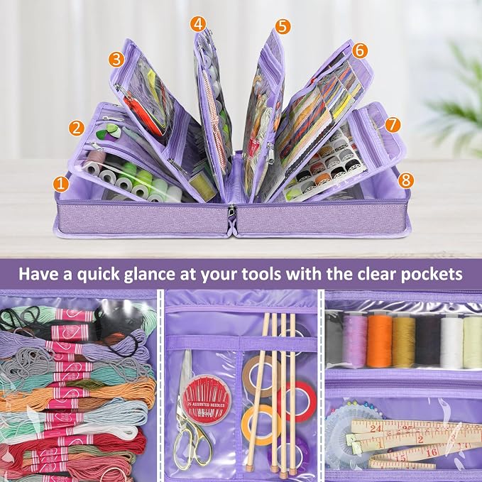 FINPAC Sewing and Craft Supplies Storage Tote, Large Capacity Travel Packing - Image 2