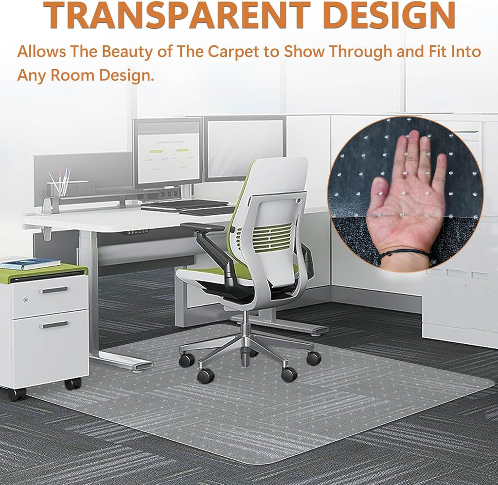 Large Chair Mat for Carpet, Easy Glide Plastic Carpet Floor Protector Mat for Office Chairs for Work & Home