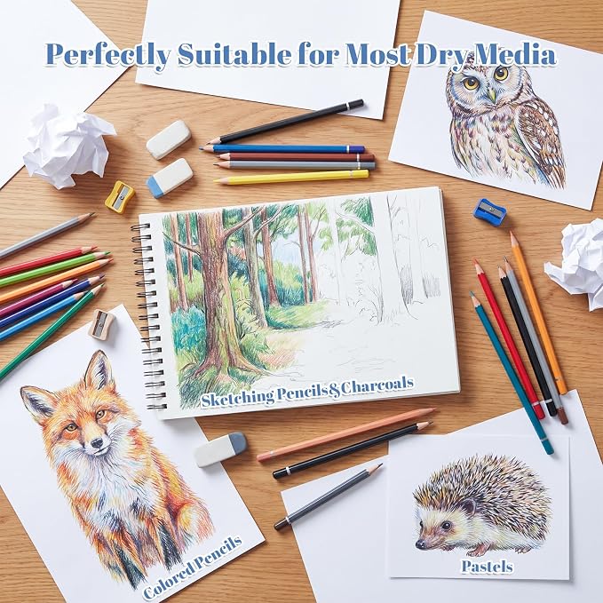 4 Pack Small Sketch Books, 5.5 x 8.5 Inch Mini Sketchbook, 68lb/100gsm Spiral - Image 5