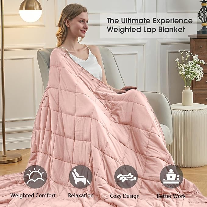 Pink Weighted Blanket for Adults 15lbs, Queen Size Cooling Heavy Throw Blanket - Image 3