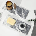 2PCS Bathroom Sink Vanity Trays, Water Absorbing Diatomite Stone Quick Drying Mat for Kitchen Counter, Dish Rack Dispenser Sponge Holder Caddy Organizer, Marble Crack, 9"x3.5"