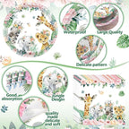 Pickmesh 400 Pcs Safari Birthday Party Supplies Include Pink Green Jungle - Image 3