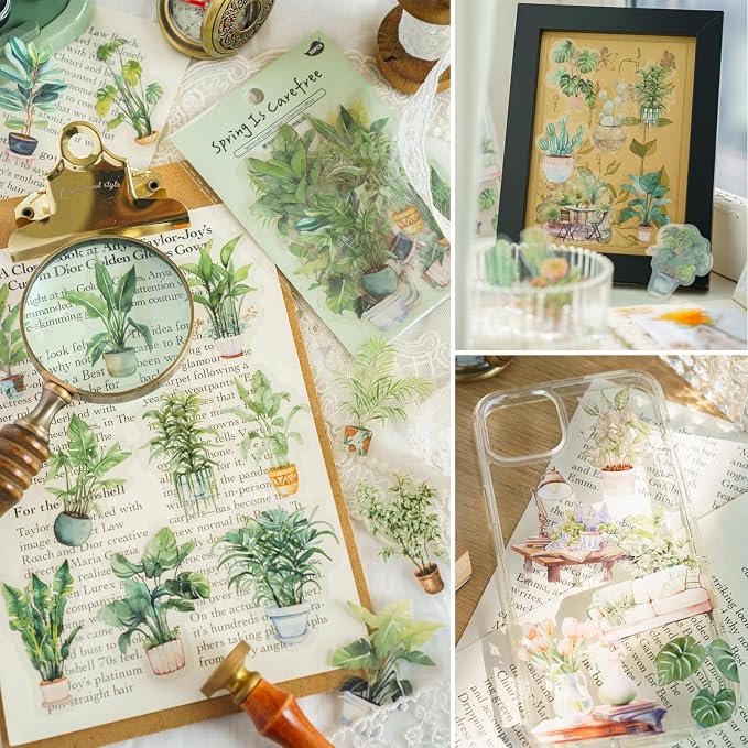 Yoksas 180Pcs Nature Green Potted Plants Stickers - Image 7