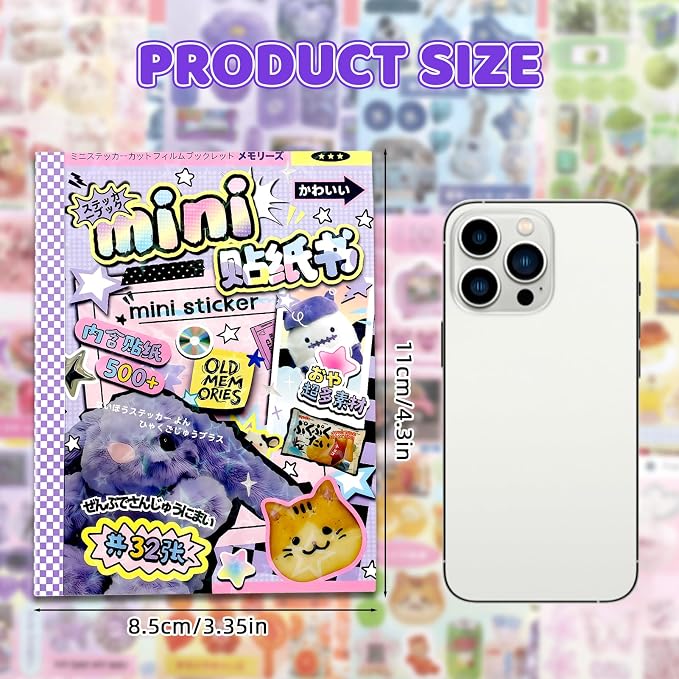 Tmtains 32 Sheets Japanese Manga Style Sticker Book 500+Pcs Heisei Retro - Image 3