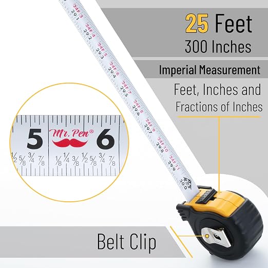 Mr. Pen- Retractable Tape Measure 25 ft, 2 Pack, Easy Read | Steel Retractable - Image 3