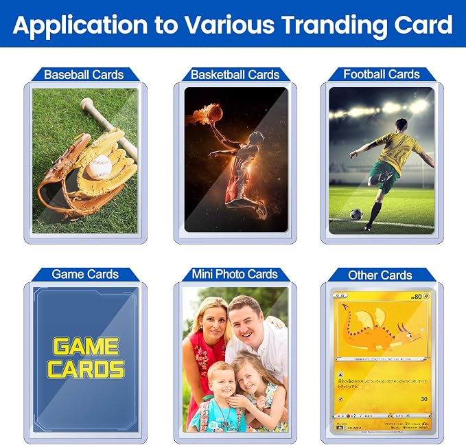 200 Count Card Sleeves Hard Plastic, Sooez 35PT Card Holder, Rigid Card Case - Image 5