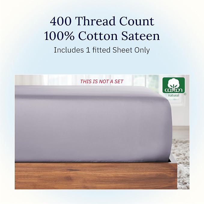 California Design Den King Size Deep Fitted Sheet, Soft 400 Thread Count 100% - Image 3