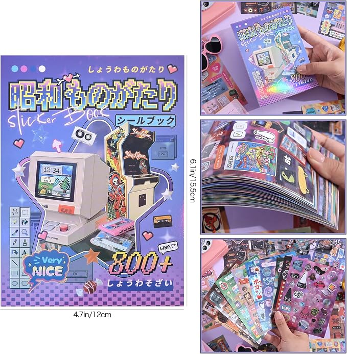 Girl's Japanese Retro Sticker Book, Y2K Showa Theme - Image 3