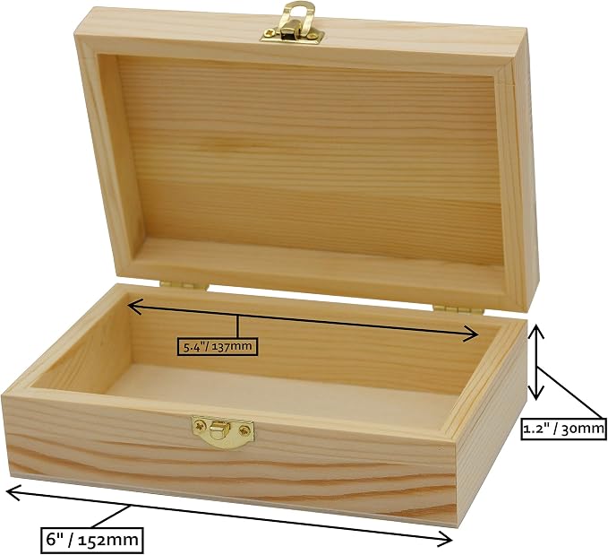 Creative Hobbies Unfinished Wood Craft Box – Light Unfinished Wood - Image 4