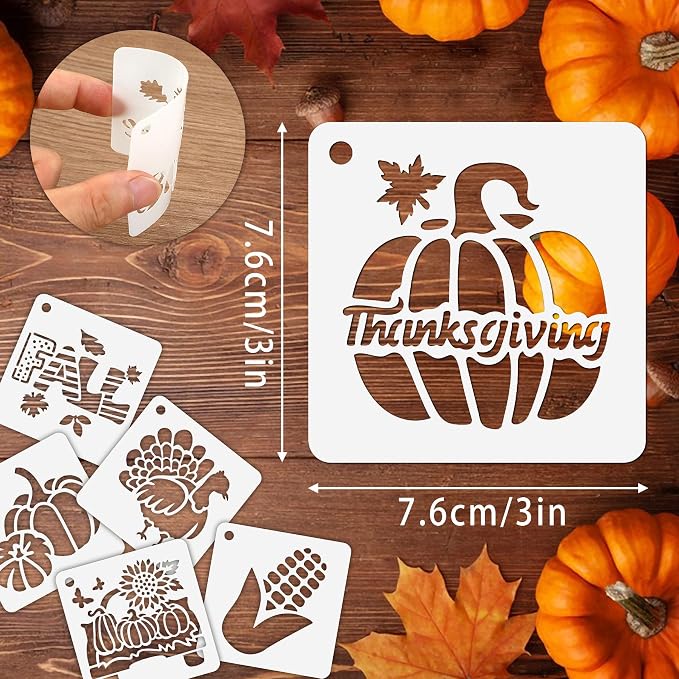 Augshy 56Pack Fall Stencils for Painting on Wood Crafts Thanksgiving Decor | - Image 2
