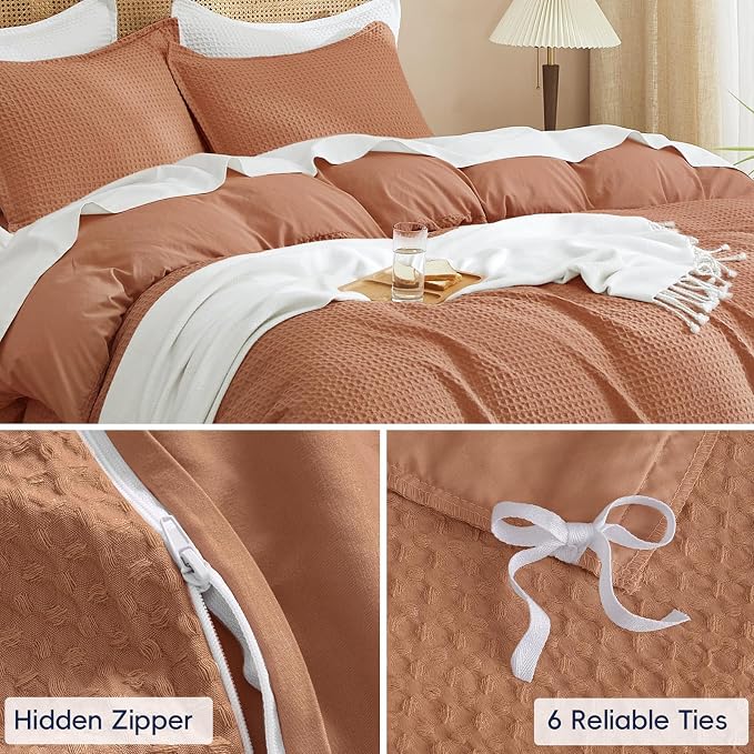 PHF Waffle Duvet Cover Set California King, No Snagging Ultra Soft Luxury - Image 5