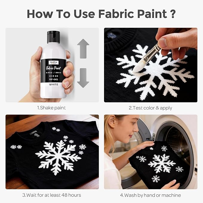Nicpro White Fabric Paint, 4 oz Fabric Paint - Image 3