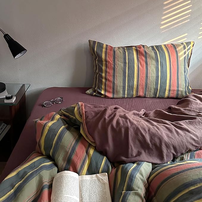 mixinni Vintage Striped Duvet Cover Set Twin Size - Image 9