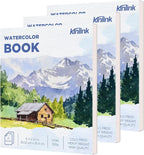 3 Pack Watercolor Paper Pad, 8x10 140lb/300g Water Color Paper, 20 Sheets Cold by KINLINK