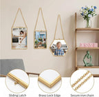 AVLA 3 Pack Pressed Flowers Glass Frames, Brass Hanging Picture Frames - Image 3