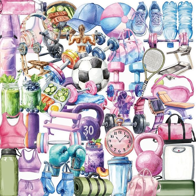 50Pcs Aesthetic Fitness Stickers, Waterproof Vinyl Workout Equipment by Unknown