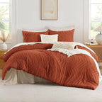 Andency Burnt Orange King Size Comforter, Boho Terracotta Soft Warm Bedding - Image 2